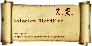 Kolarics Richárd névjegykártya